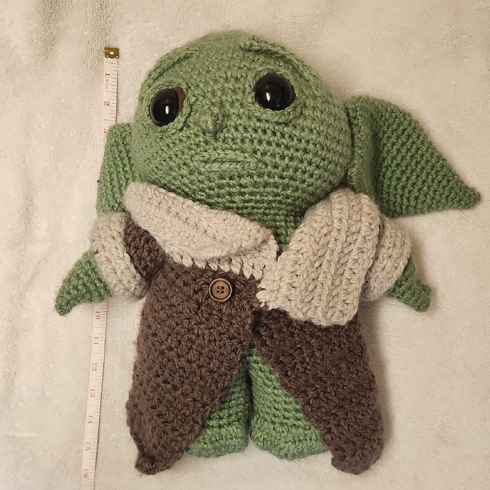 Handmade Green and Brown Crochet Doll